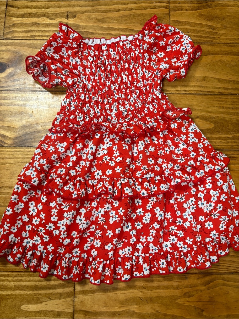 Truly Me By Sara Sara Size 4 Girls Red Dress w/White Flowers